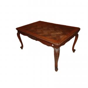Tavolo Provenzale Francese del XIX secolo In Legno di Rovere con piano parquettato